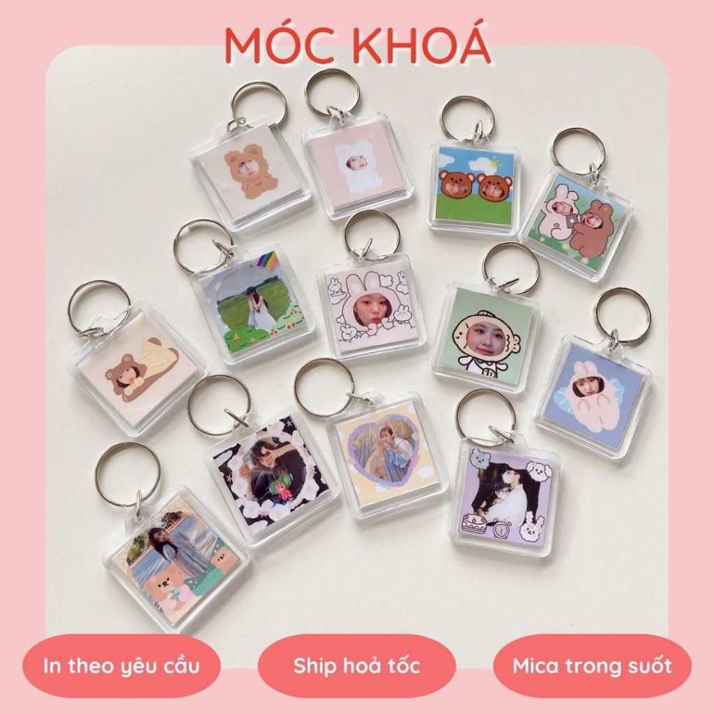 [Chat trước khi đặt] Móc khoá vuông kèm in ảnh theo yêu cầu molli.store__