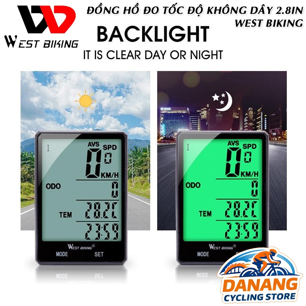 Đồng Hồ Đo Tốc Độ Xe Đạp Không Dây WEST BIKING – Màn Hình Lớn 2.8 Inch, Có Đèn Nền