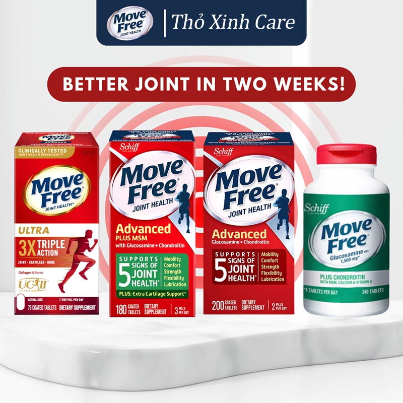 Viên uống Ultra 3x Triple Action Move Free Mỹ- hỗ trợ xương khớp 75 viên / Advanced Plus MSM & Gluco