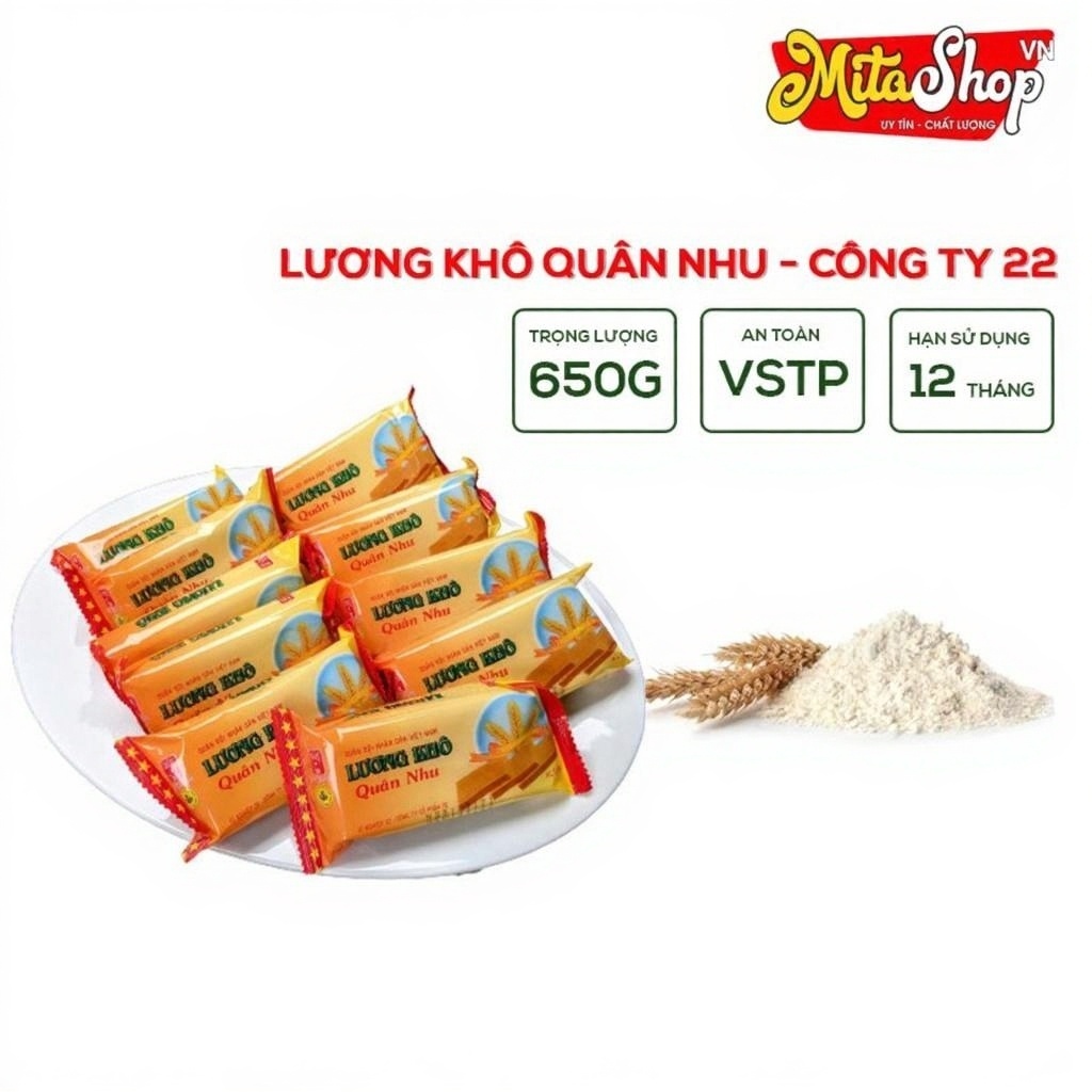 [Chính hãng] Lương khô Quân Nhu Lương khô Quân Đội Hộp 10 phong