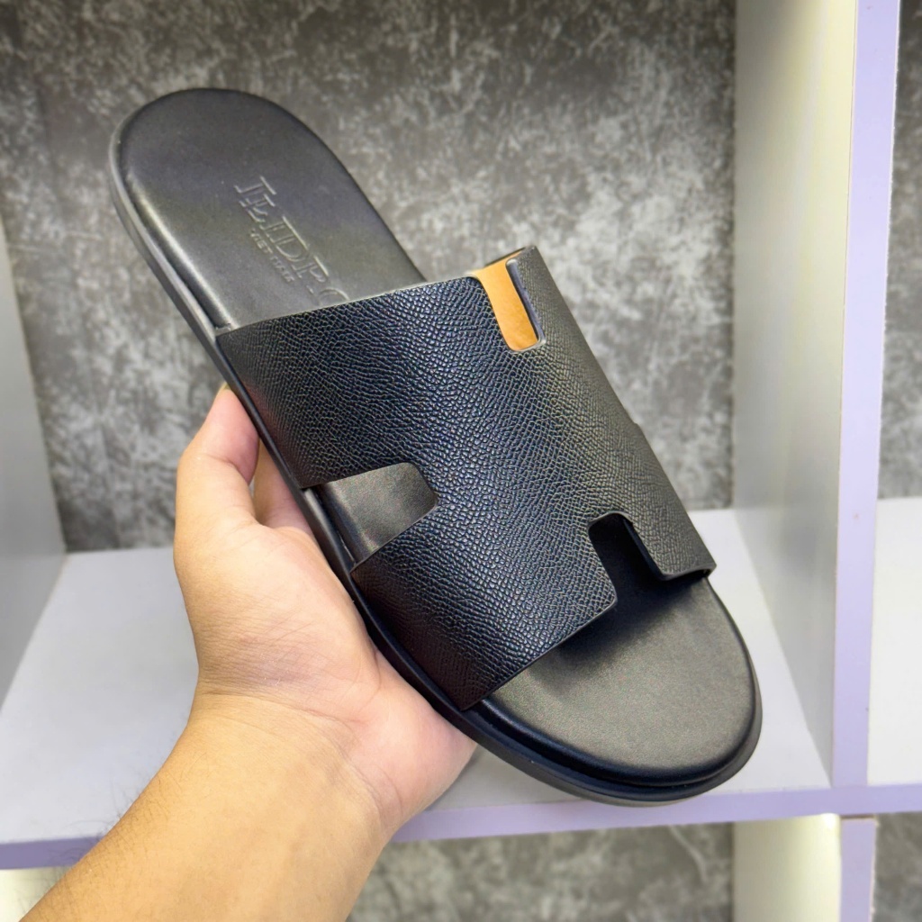 [ H001 ] có logo chữ h. Dép nam. Dép chữ hờ H nam quai da sần thời trang nam nữ cao cấp full size 37