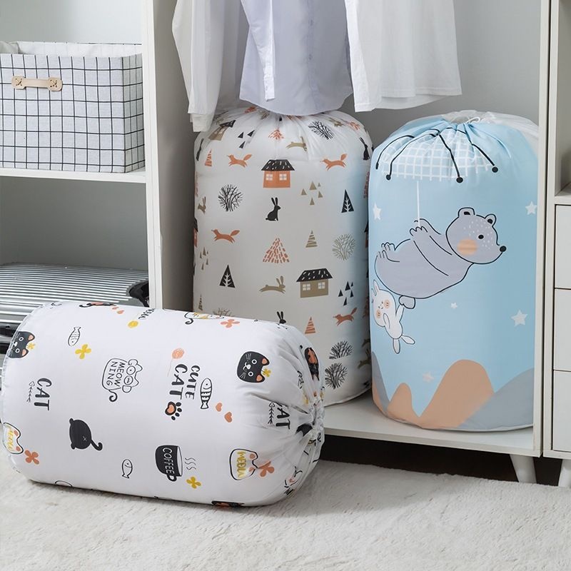 Túi đựng chăn màn quần áo cỡ lớn 135L có dây rút chống ẩm mốc cao cấp (Giao màu ngẫu nhiên)