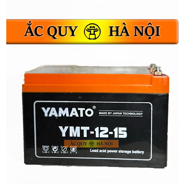 Bình điện Yamato 12V - 15Ah YMT-12-15 Siêu nhân - lắp xe Ninja, Yamaha