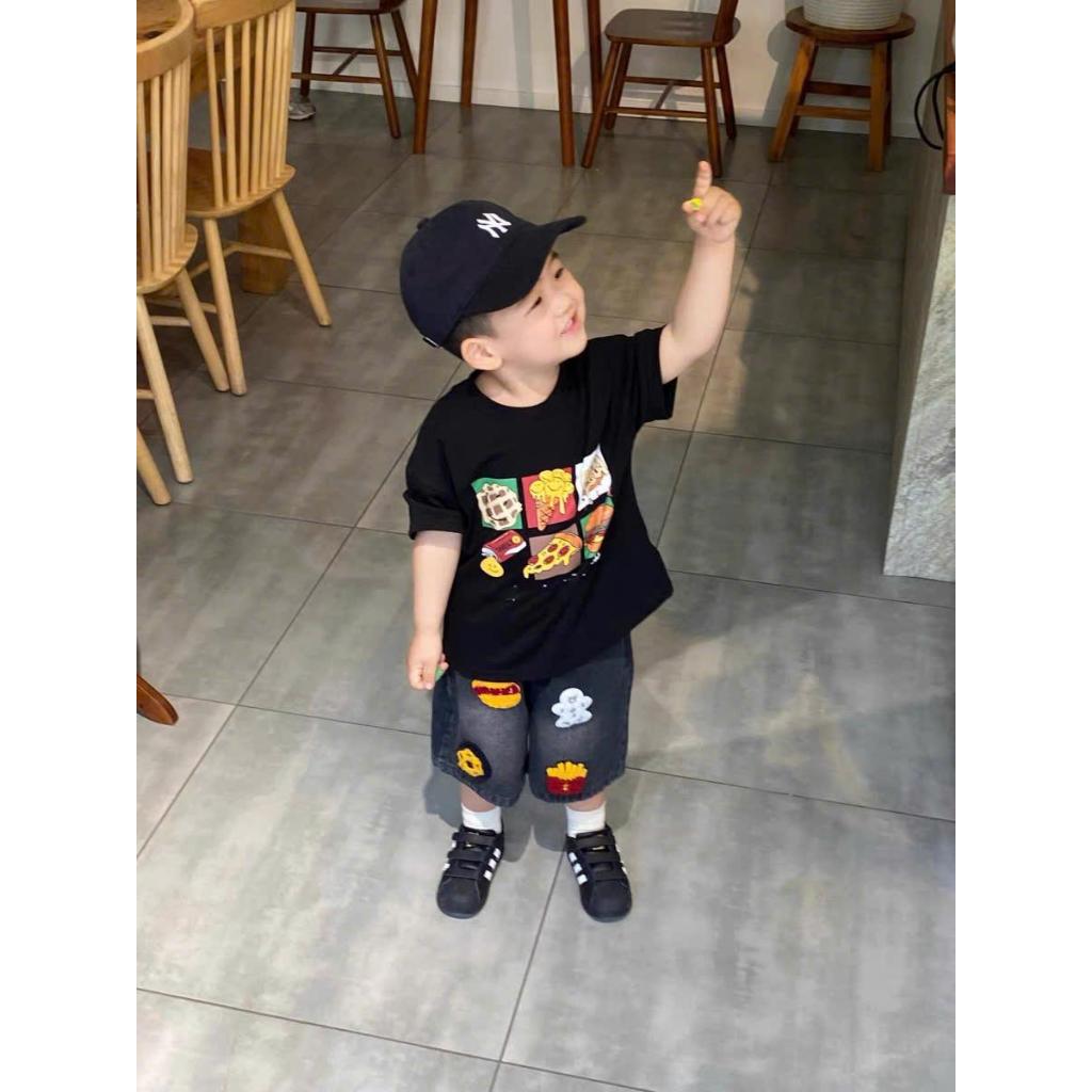 OH OH KIDS  -098- Sét Bộ Quần Áo Cộc Quần jean ngố bé trai hottred