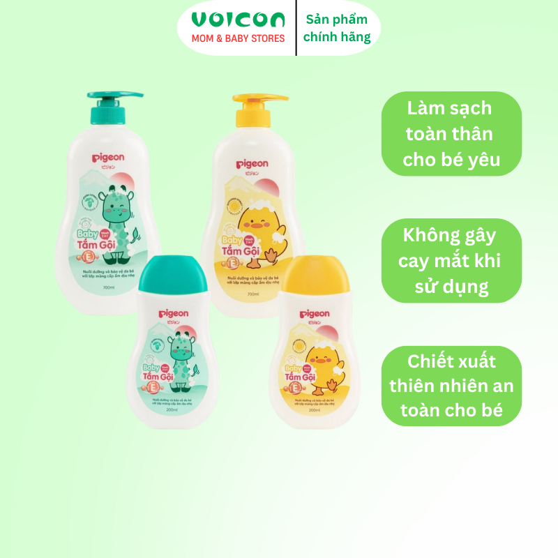 Sữa Tắm Gội Pigeon Cho Bé Tinh Chất Jojoba, Hoa Hướng Dương 200ml 700ml Chính Hãng An Toàn Mềm Mịn