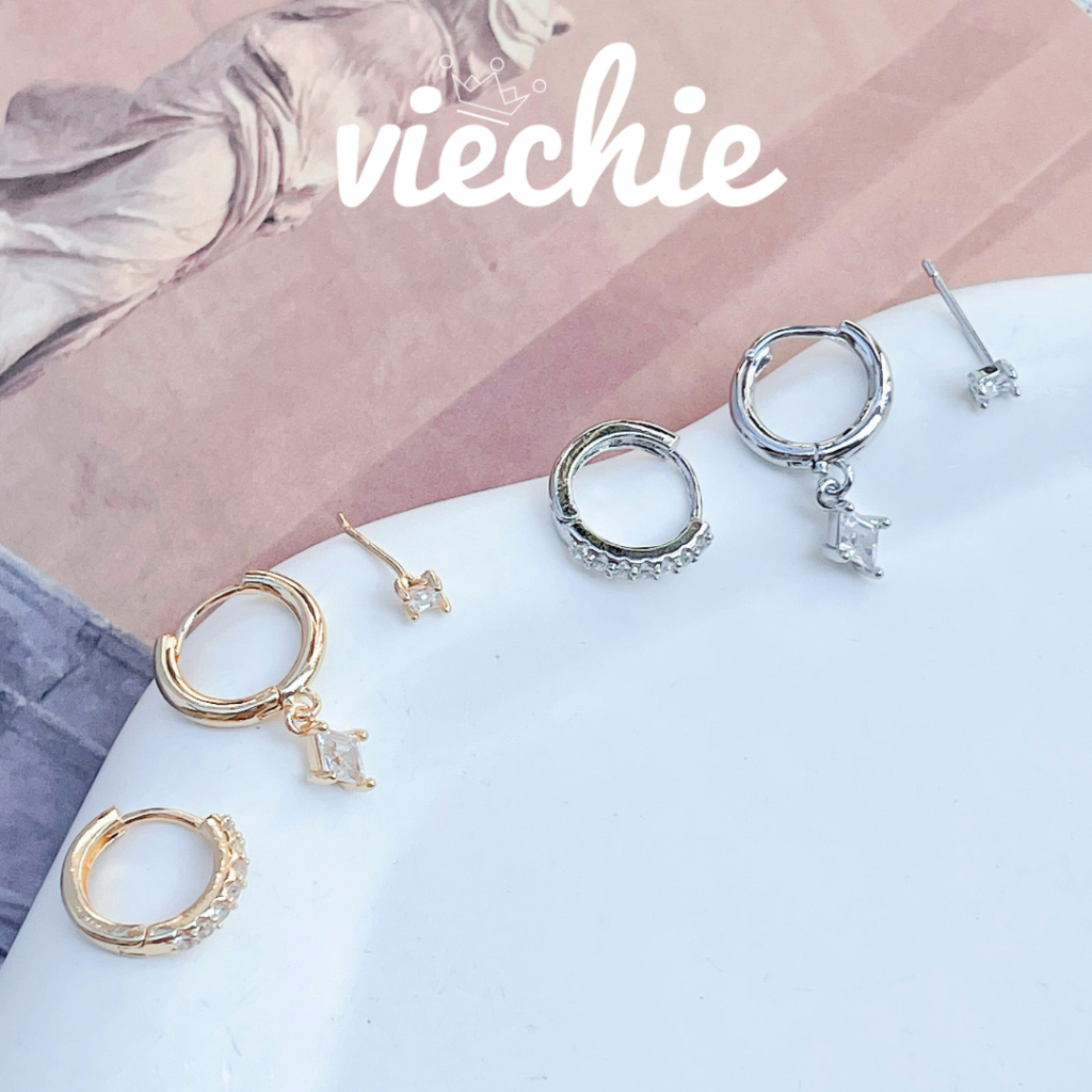 Set khuyên tai bông tai Urban Drops đá zircon tòn ten VIECHIE E0202