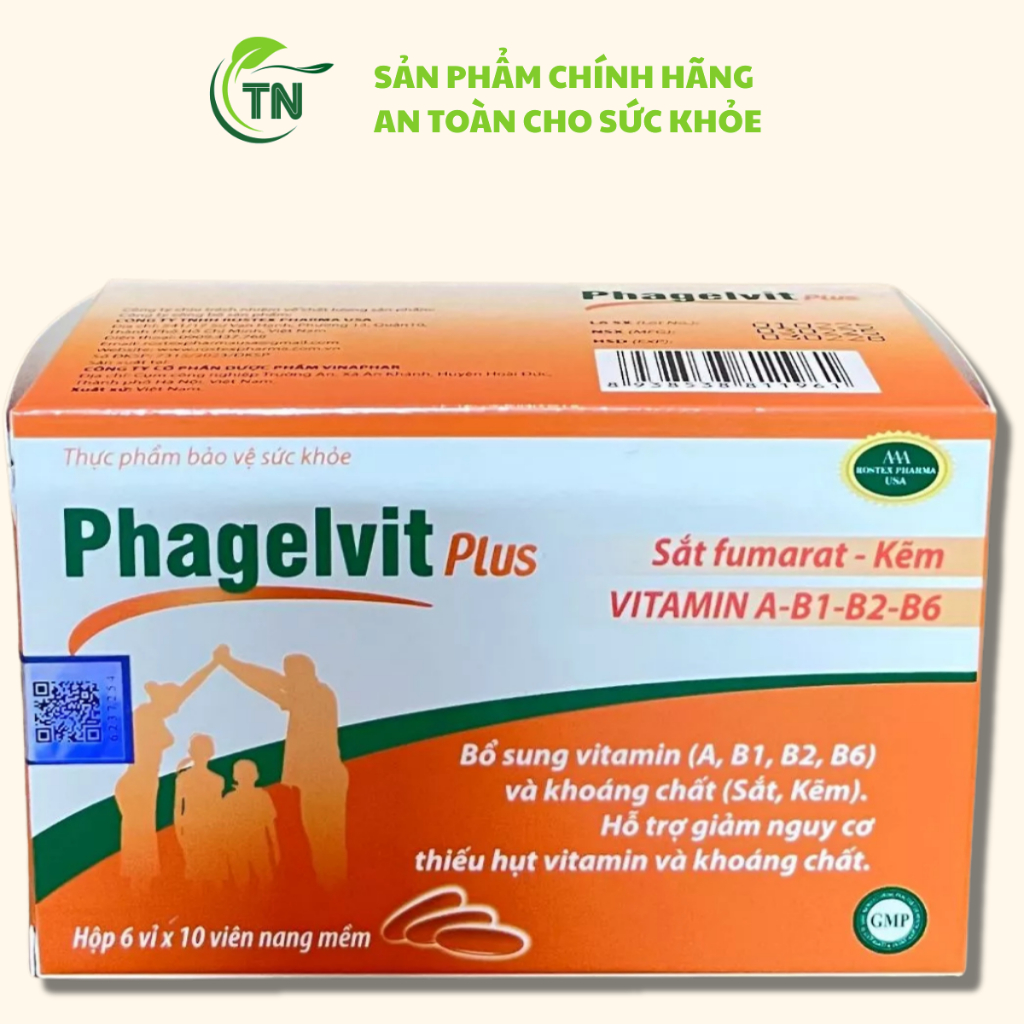(60 Viên) Phagelvit Plus - Bổ Sung Sắt, Kẽm, Vitammin A, B1, B2, B6, và Khoáng Chất Cho Cơ Thể