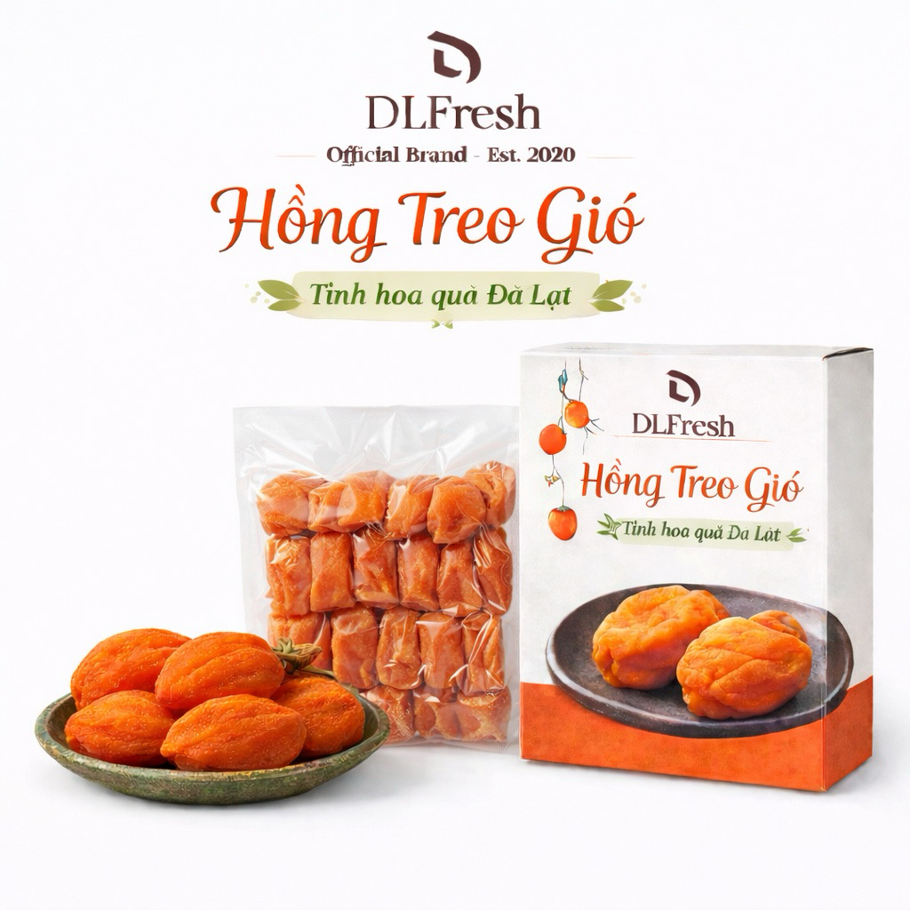 Hồng Treo Gió DLFresh – Hồng sấy dẻo Đà Lạt tự nhiên, ngọt thanh, đặc sản làm quà cao cấp