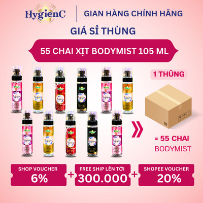 [Sỉ Thùng] Thùng 55 Chai Xịt Thơm Cơ Thể Bodymist Của HygienC Plus 105 ML - Nước Hoa Dành Cho Nam Nữ