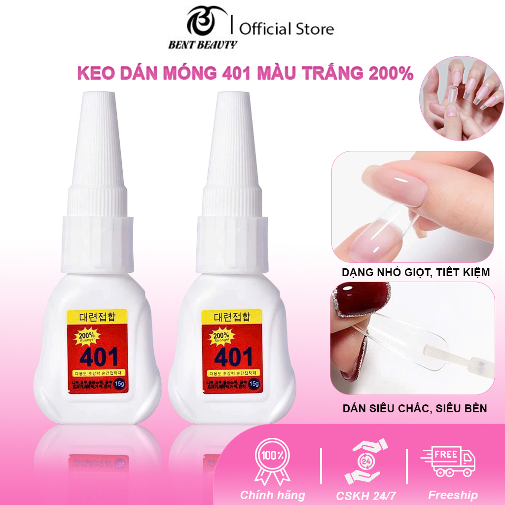 Keo dán móng tay 401 chính hãng - Keo 401 trắng 200% phiên bản mới, keo gắn móng giả siêu chắc