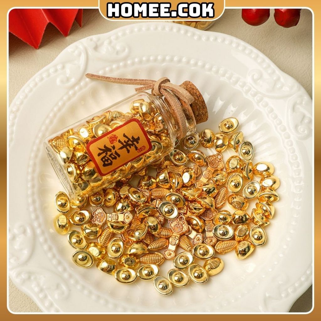 Homee.cok Lọ Hũ Vàng May Mắn Phong Thủy Thu Hút Tài Lộc, Hũ Vàng Mini Decor Bàn Làm Việc, Quà Tặng