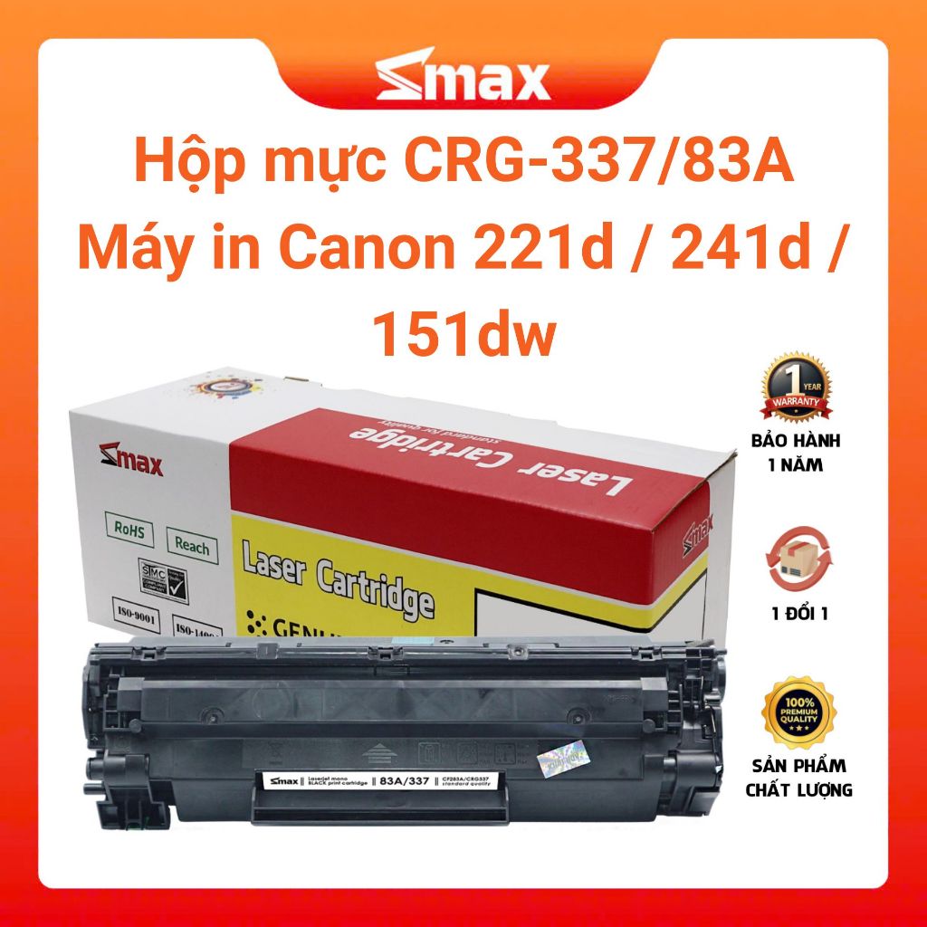 Hộp mực Canon 221d / 241d / 151dw mã mực CRG-337/83A || Smax