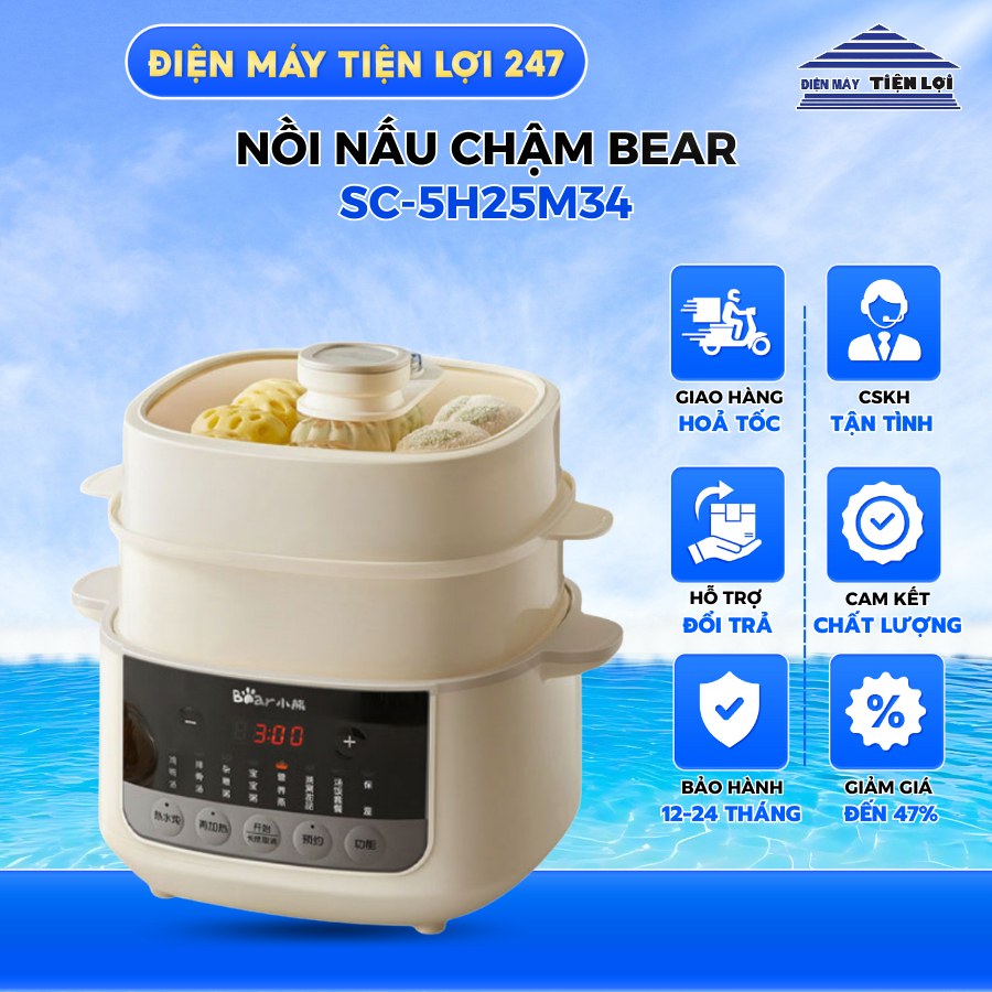 Nồi Nấu Chậm Bear 2.5L SC-5H25M34