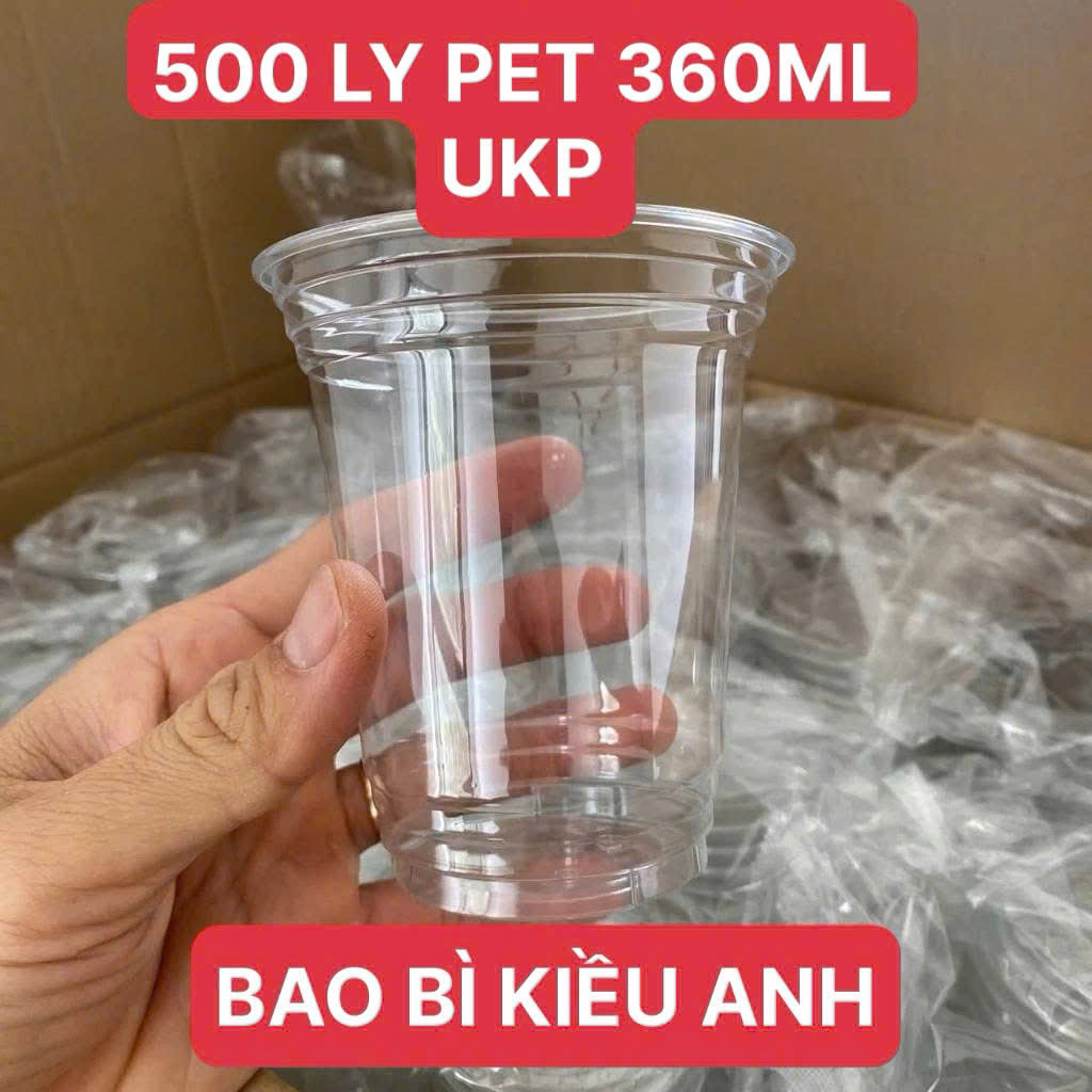 SỈ 500 LY PET 360ML UKP KÈM NẮP