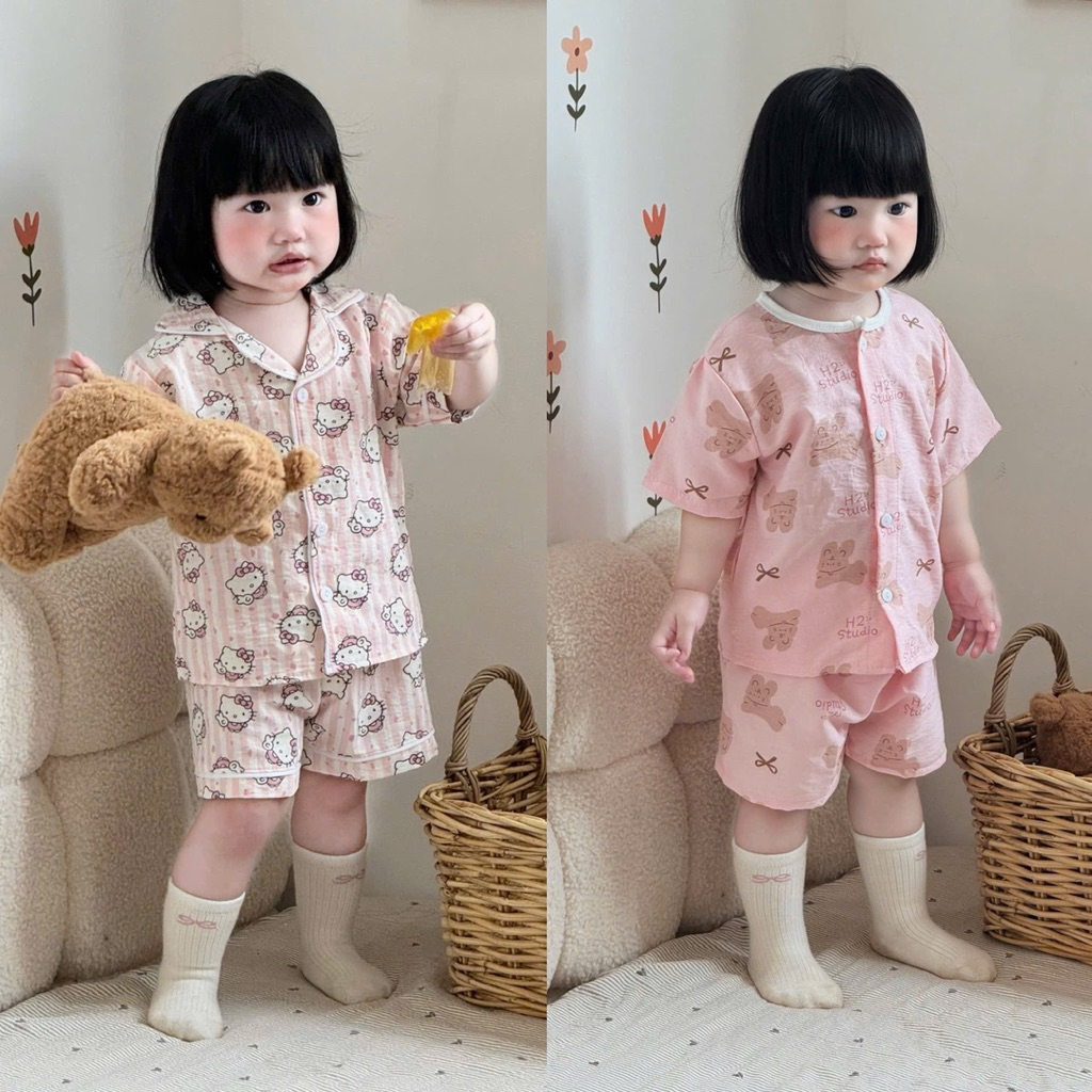 SET 2 BỘ PIJAMA ĐÙI HELLO KITTY CHO BÉ