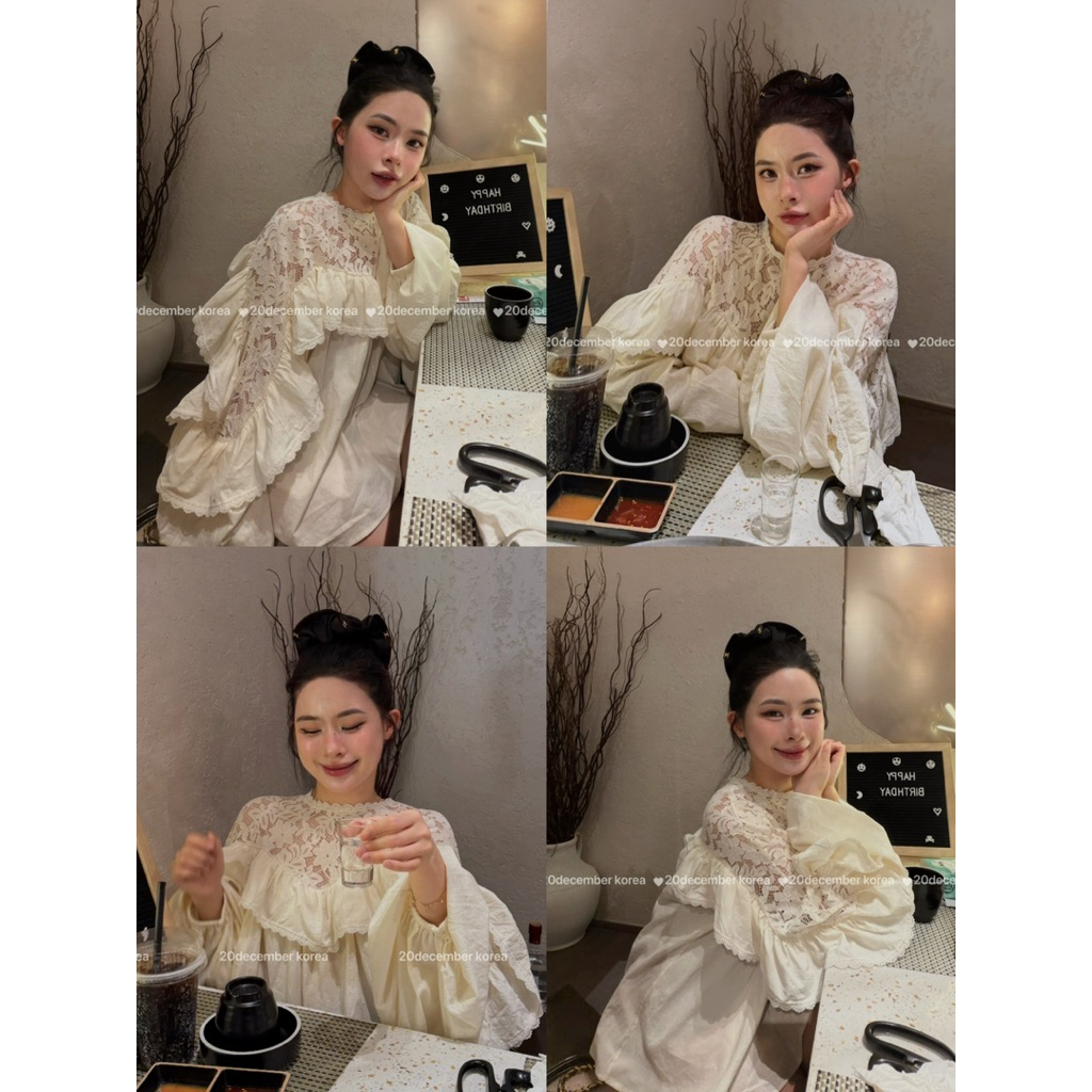 20December - Sơ mi tay bồng phối ren L1