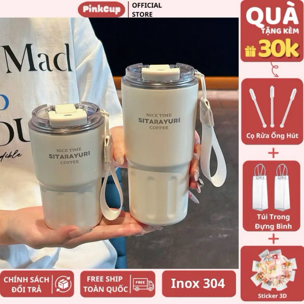 Ly Giữ Nhiệt Khắc Tên Có Ống Hút SITA Nóng Lạnh 24H PINKCUP Dung Tích Lớn 600ml/900ml Inox 304 Không Đổ Mồ Hôi | BigBuy360 - bigbuy360.vn