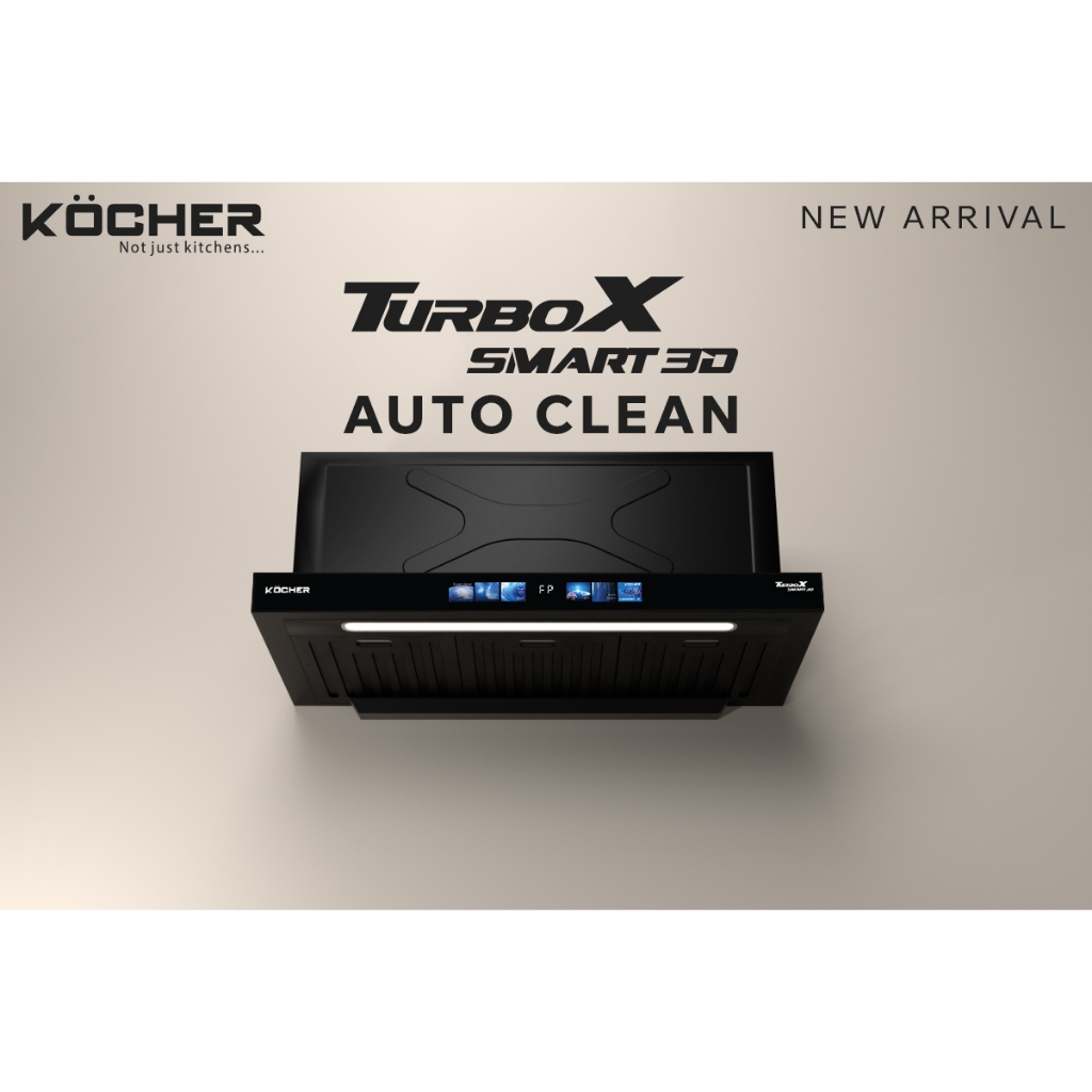 (chính hãng) Máy hút mùi Kocher Turbo Smart 3D X3D-350D Auto Clean - Tự động làm sạch, Vẫy tay, Hẹn giờ, Bảo hành 3 năm