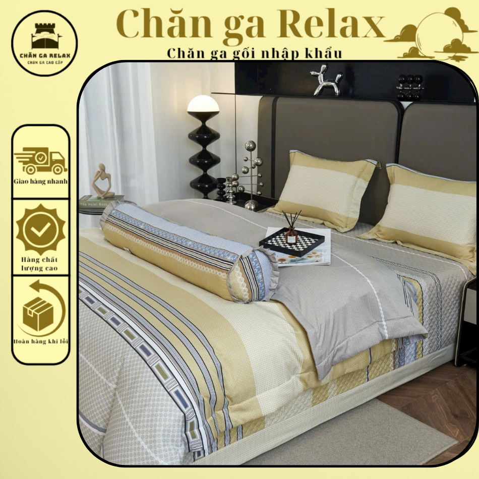 Bộ 5 món Tencel ALYDA ga phủ trần chăn 4 mùa lồng thêm được ruột tiện lợi mềm mát thoáng khí gam màu