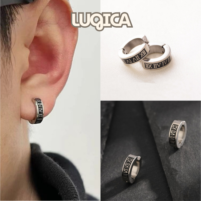 Bông tai titan không gỉ nam nữ unisex kẹp la mã không cần bấm lỗ, khuyên tai bạc không gỉ basic KH00