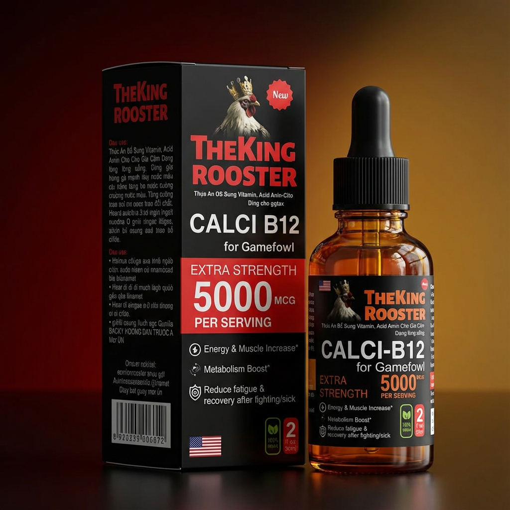 THE KING ROOSTER CALCI B12  5000 MCG Hỗ trợ tăng bo nở khung ăn mạnh hừng gà