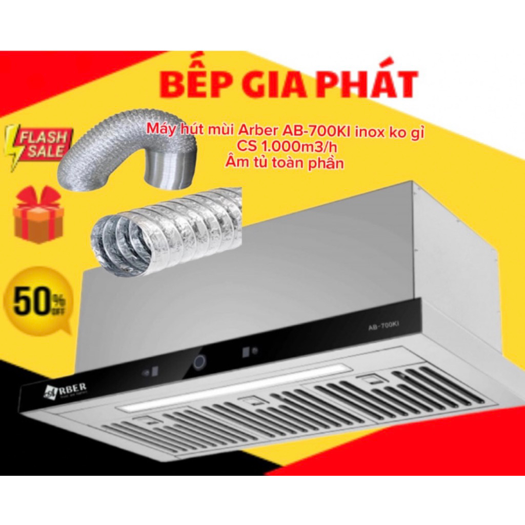 Máy hút mùi Arber AB-700KI inox ko gỉ than hoạt tính tự khử , mẫu mới nhất 2026