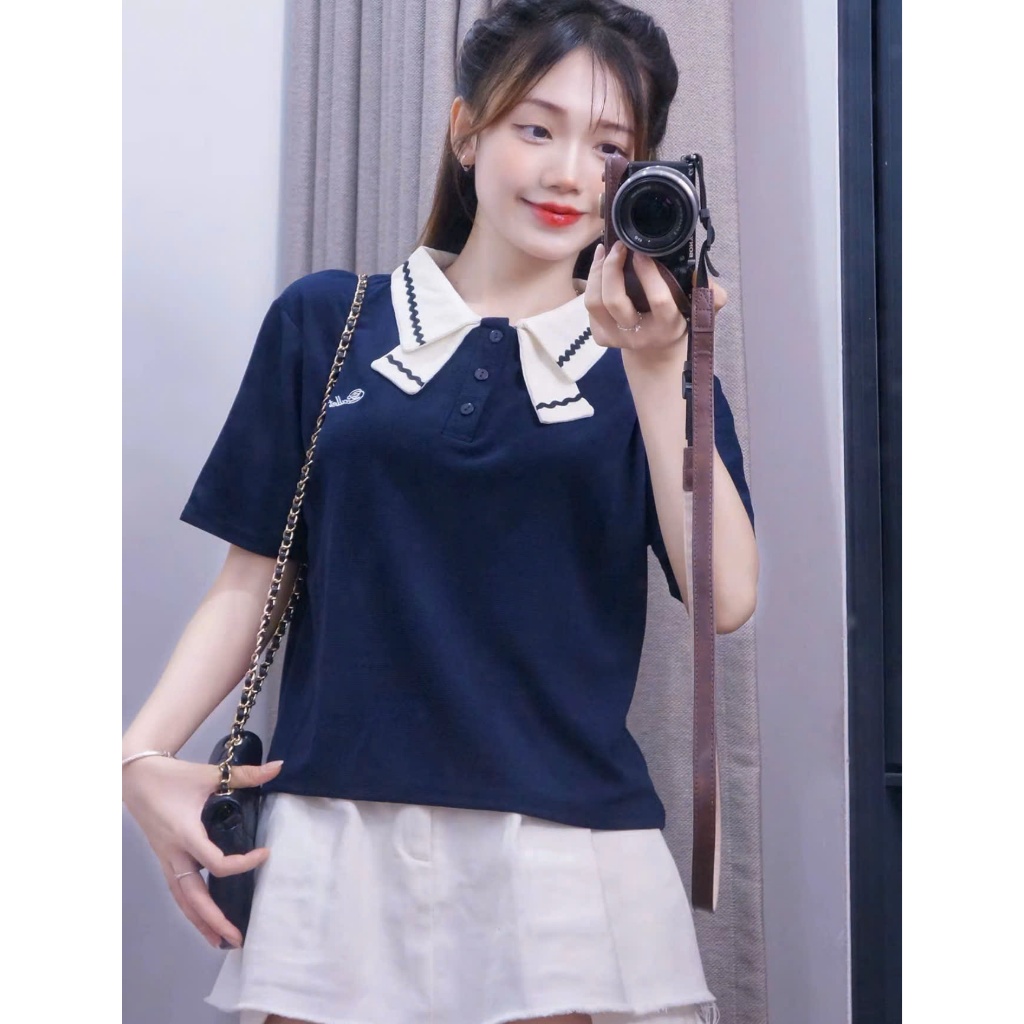 Áo Polo Cổ Cách Điệu Phối Viền Phù Hợp Với Mọi Môi Trường Dành Cho Nữ Size Từ 40-80kg AB1 | BigBuy360 - bigbuy360.vn