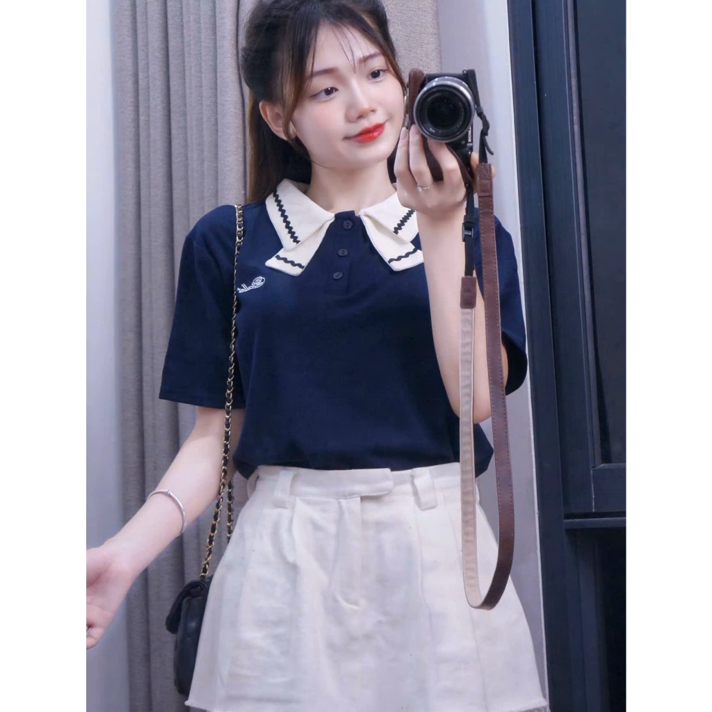 Áo Polo Cổ Cách Điệu Phối Viền Phù Hợp Với Mọi Môi Trường Dành Cho Nữ Size Từ 40-80kg AB1 | BigBuy360 - bigbuy360.vn