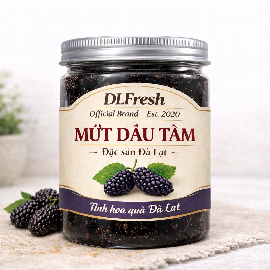 Mứt Dâu Tằm Đà Lạt DLFresh Hũ – Dâu Tằm Nguyên Chất, Dẻo Ngon Tự Nhiên, Đặc Sản Đà Lạt