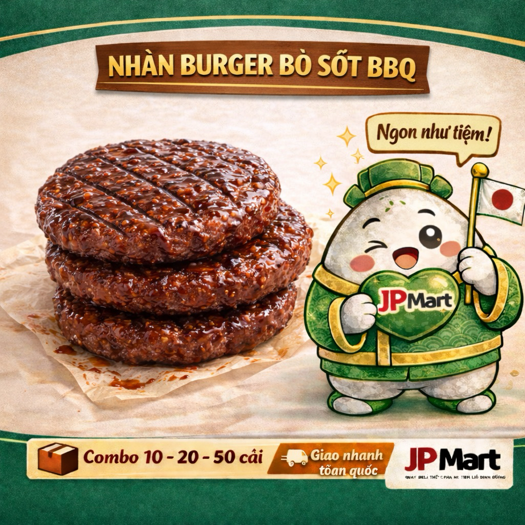 [Hỏa Tốc - Combo 2] Nhân Burger Bò sốt BBQ 100g JPFood - JP Mart