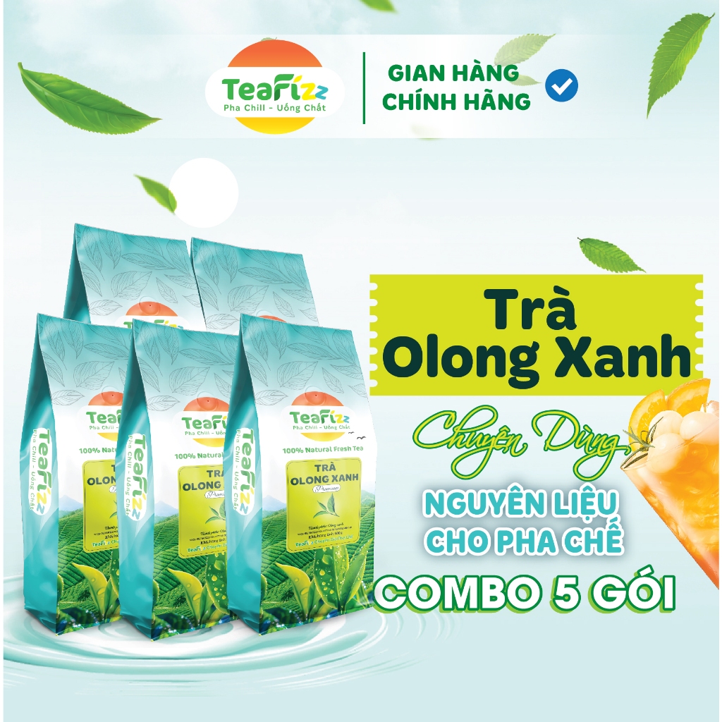 Combo 5 Gói Trà Olong Xanh Cao Cấp TeaFizz 2500g - Pha Olong Long Nhãn, Olong Sữa