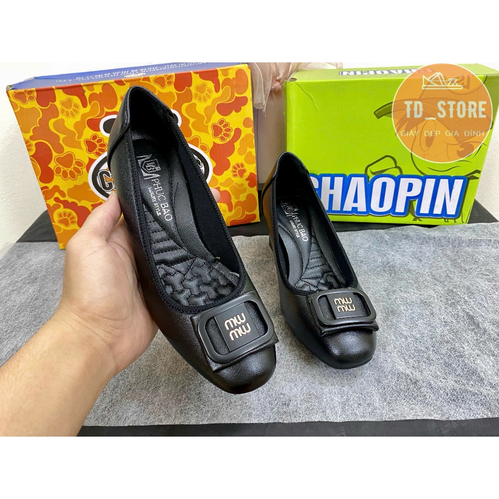 Giày cao gót trung niên khóa miumiu  - Giày da chất liệu da mềm đế cao su siêu nhẹ êm chân , mềm mại