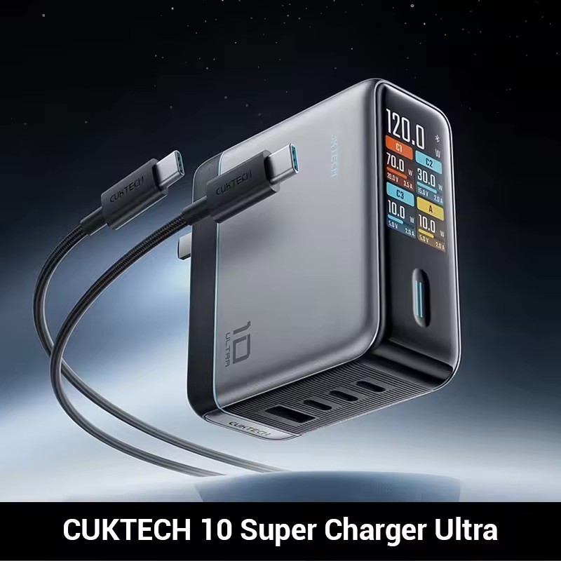 Củ sạc nhanh CUKTECH 10 Ultra GaN 120W Super Charger (sạc 4 thiết bị cùng lúc)