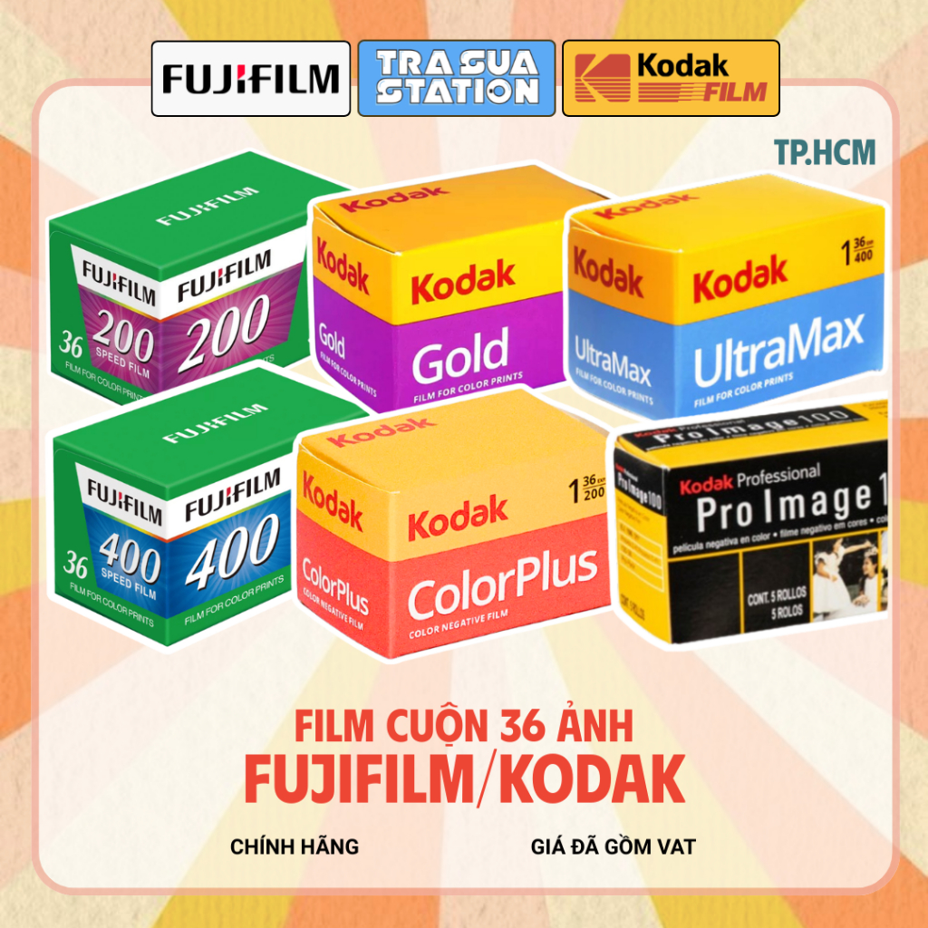 Film Cuộn 35mm hộp lẻ 1 cuộn 36exp Date Cao Film Kodak Ultramax 400 Color Plus Gold 200, Film Fuji C
