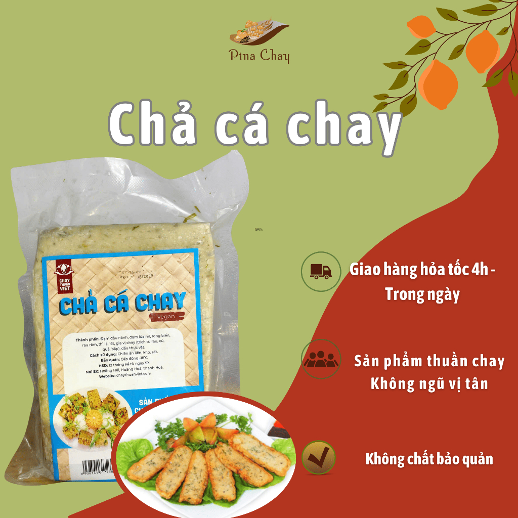 Chả cá chay, thực phẩm chay đông lạnh, ship hỏa tốc