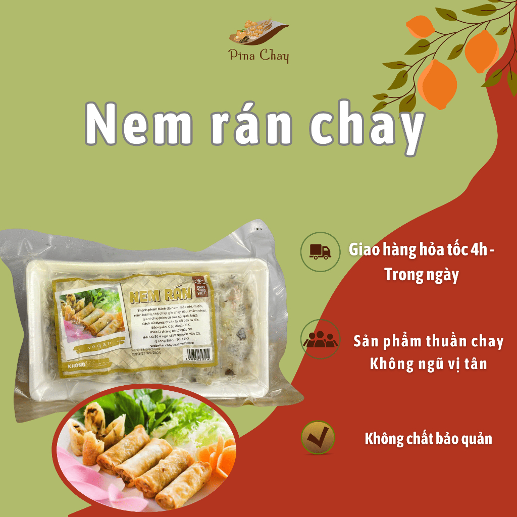 Nem rán chay, thực phẩm chay tiện lợi, chay đông lạnh, ship hỏa tốc