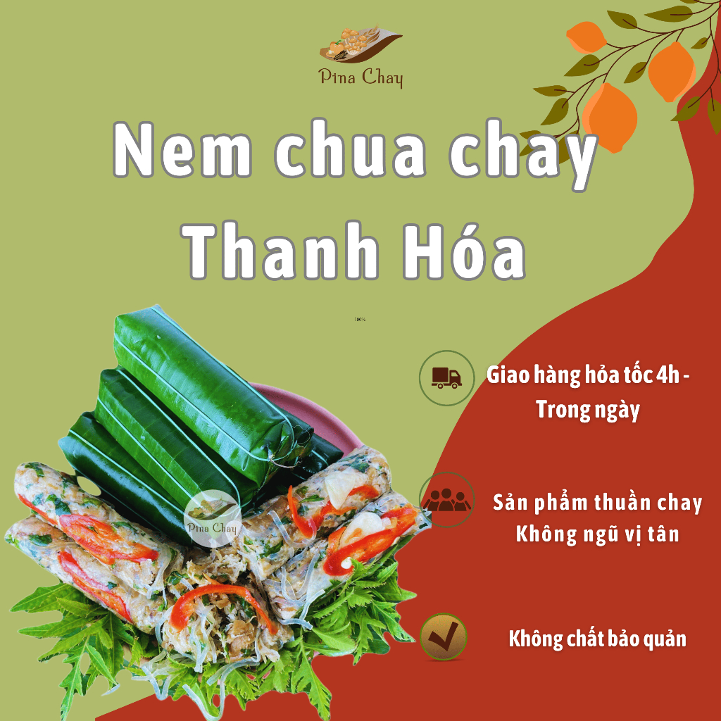 Nem chua thuần chay, thực phẩm chay ăn vặt chay (Hoả tốc HN)