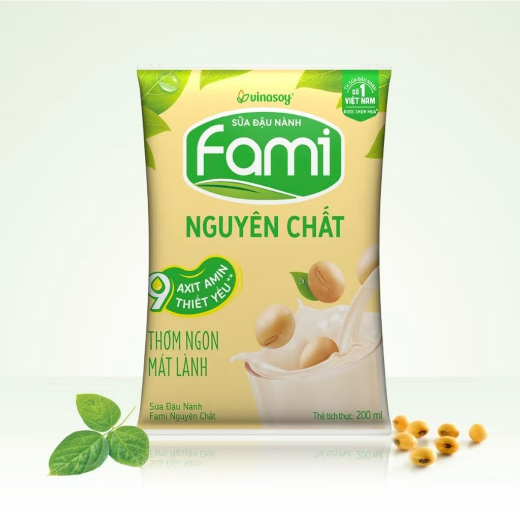 Thùng Sữa đậu nành Fami nguyên chất (200ml x 25 Bịch)