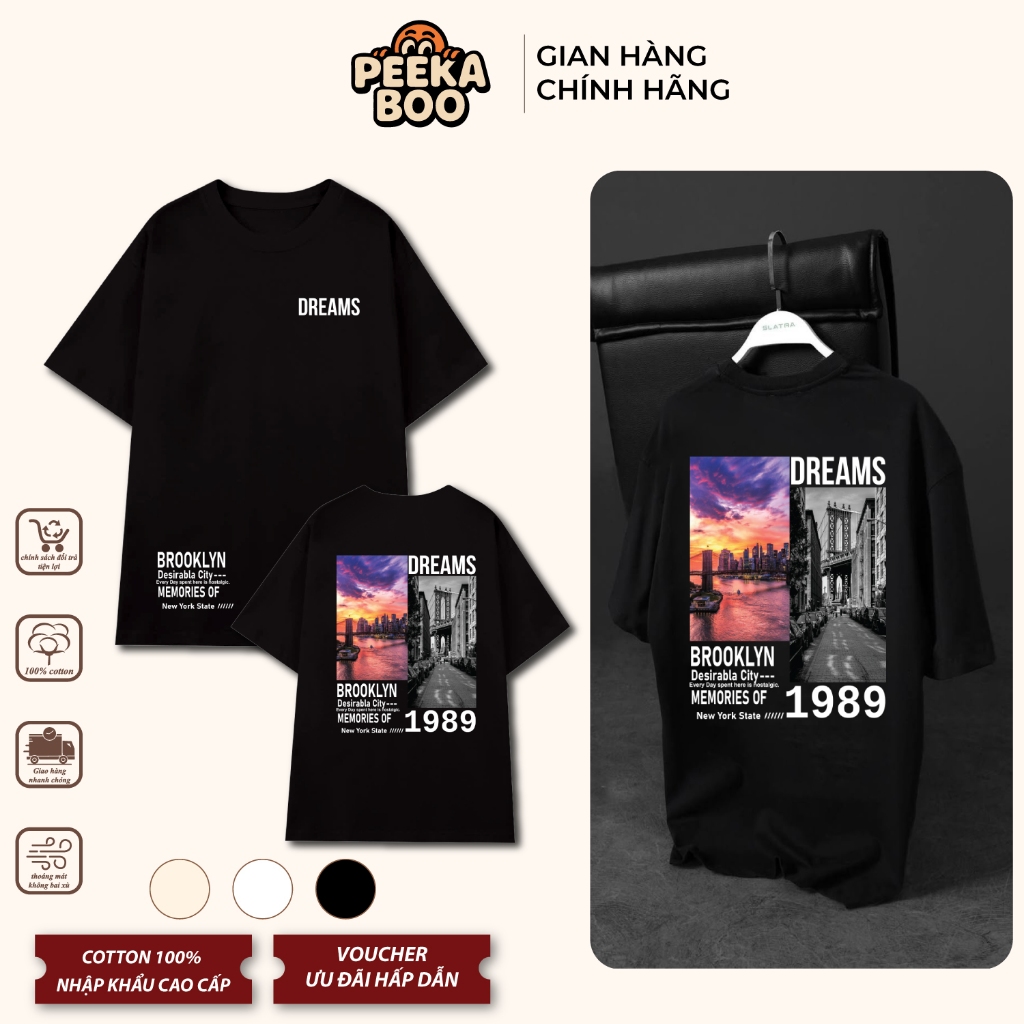 [PEEKABOO] Áo Thun Nam Nữ PEEKABOO Cotton 100% Cao Cấp-Áo Phông Unisex Form Rộng Tay Lỡ In Hình New 