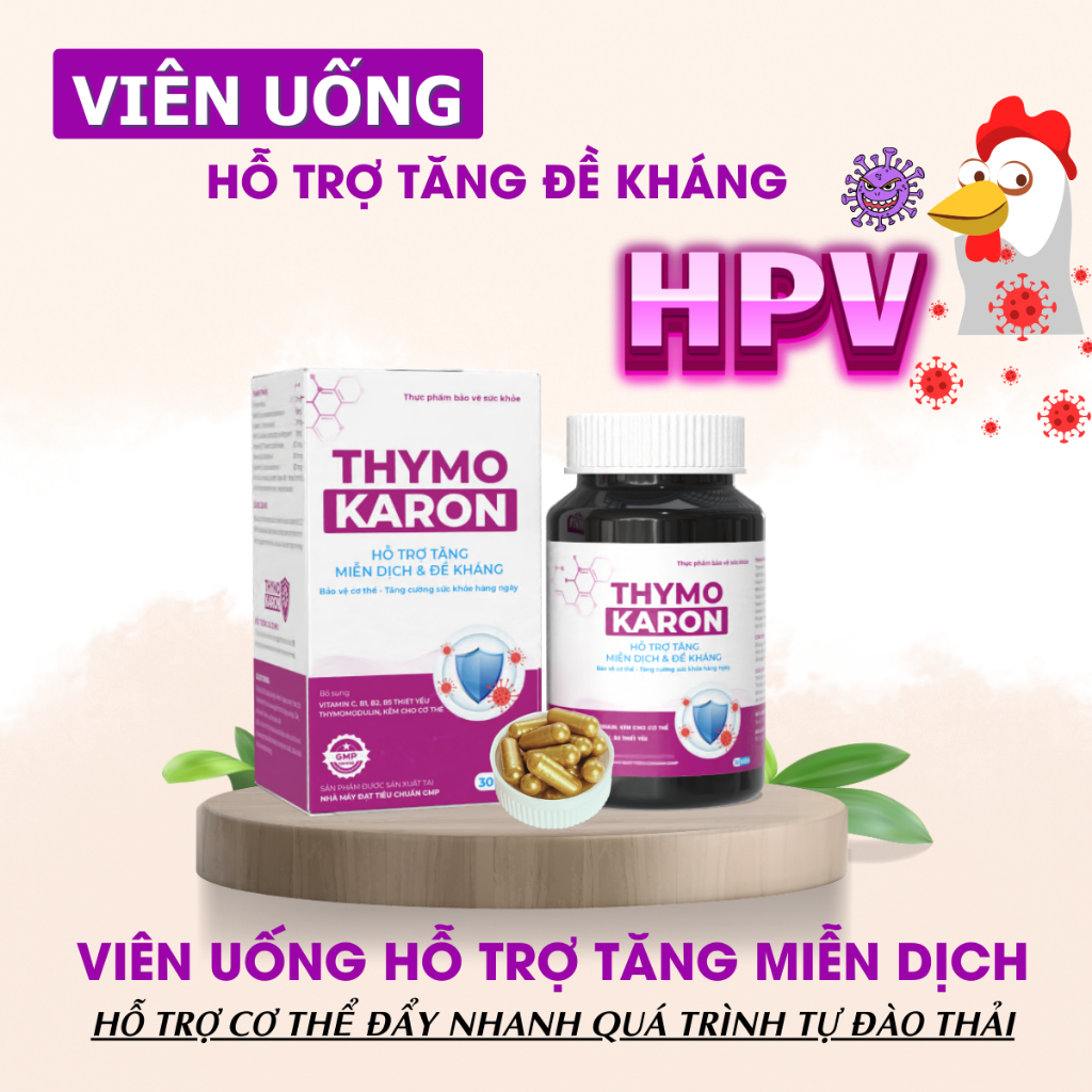 [HỖ TRỢ ĐÀO THẢI H.P.V] Viên Uống THYMOKARON Hỗ Trợ Tăng Miễn Dịch - Hỗ Trợ Xử Lý Sùi