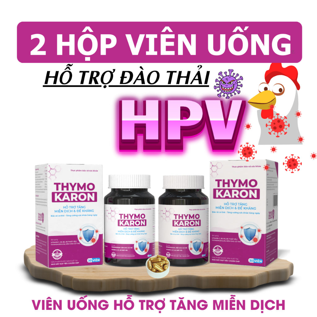 [2 HỘP] Viên Uống THYMOKARON Lọ 30 Viên - Hỗ Trợ Tăng Miễn Dịch - Hỗ Trợ Cơ Thể Đào Thải H.P.V - Tho