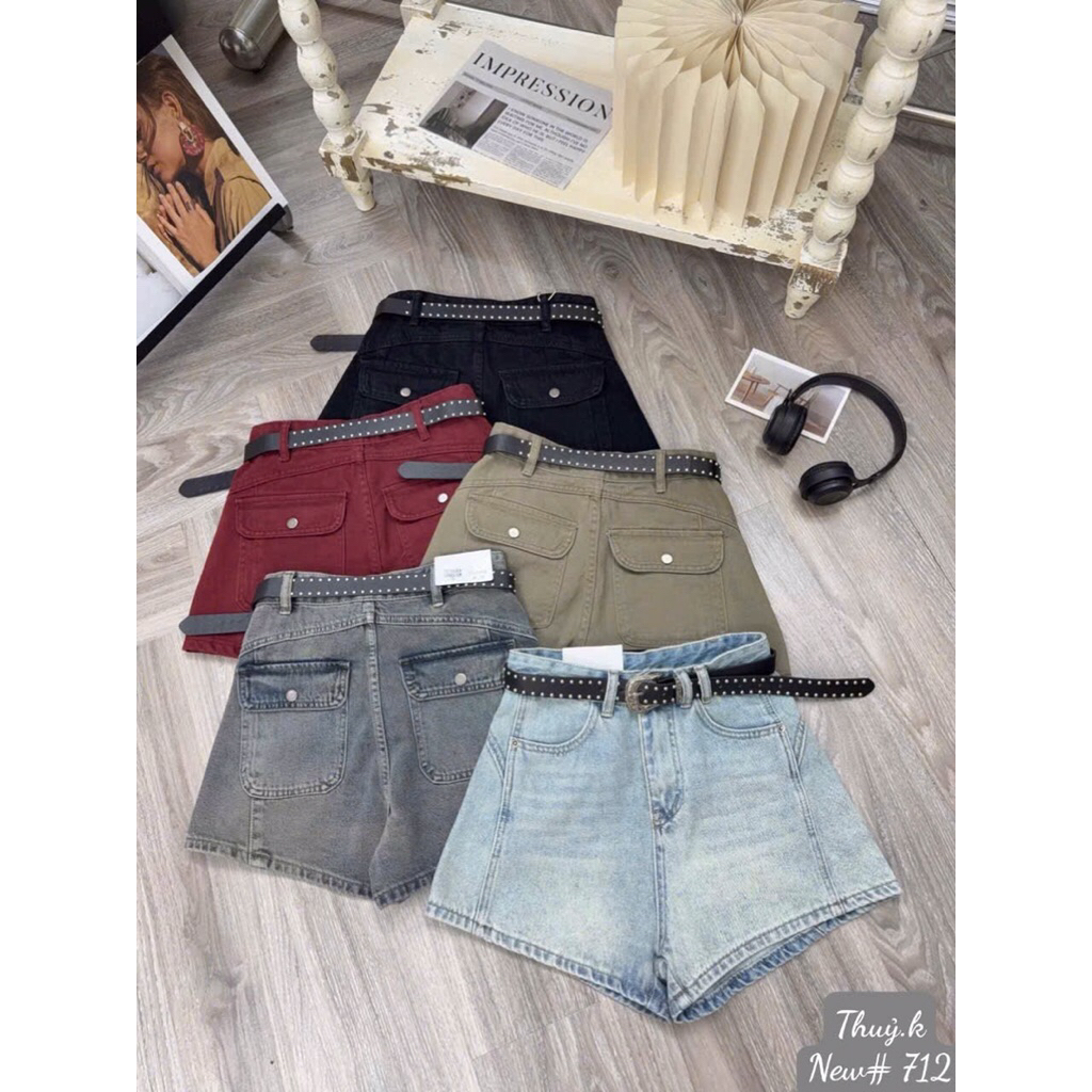 Quần sooc jean 2 túi sau kèm đai hàng QCL1 (TK3710)