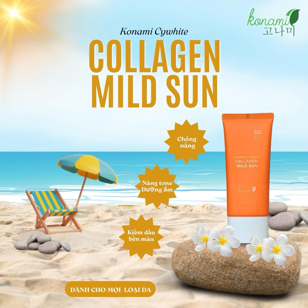 Kem chống nắng Cywhite Konami nâng tone, kiềm dầu dành cho mọi loại da 80ML