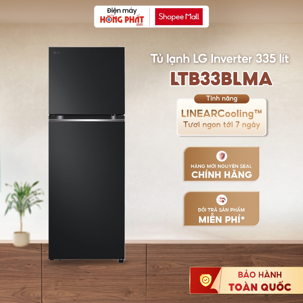 Tủ Lạnh LG Ngăn Đá Trên 335 Lít Màu Đen Nhám LTB33BLMA [Freeship HCM]