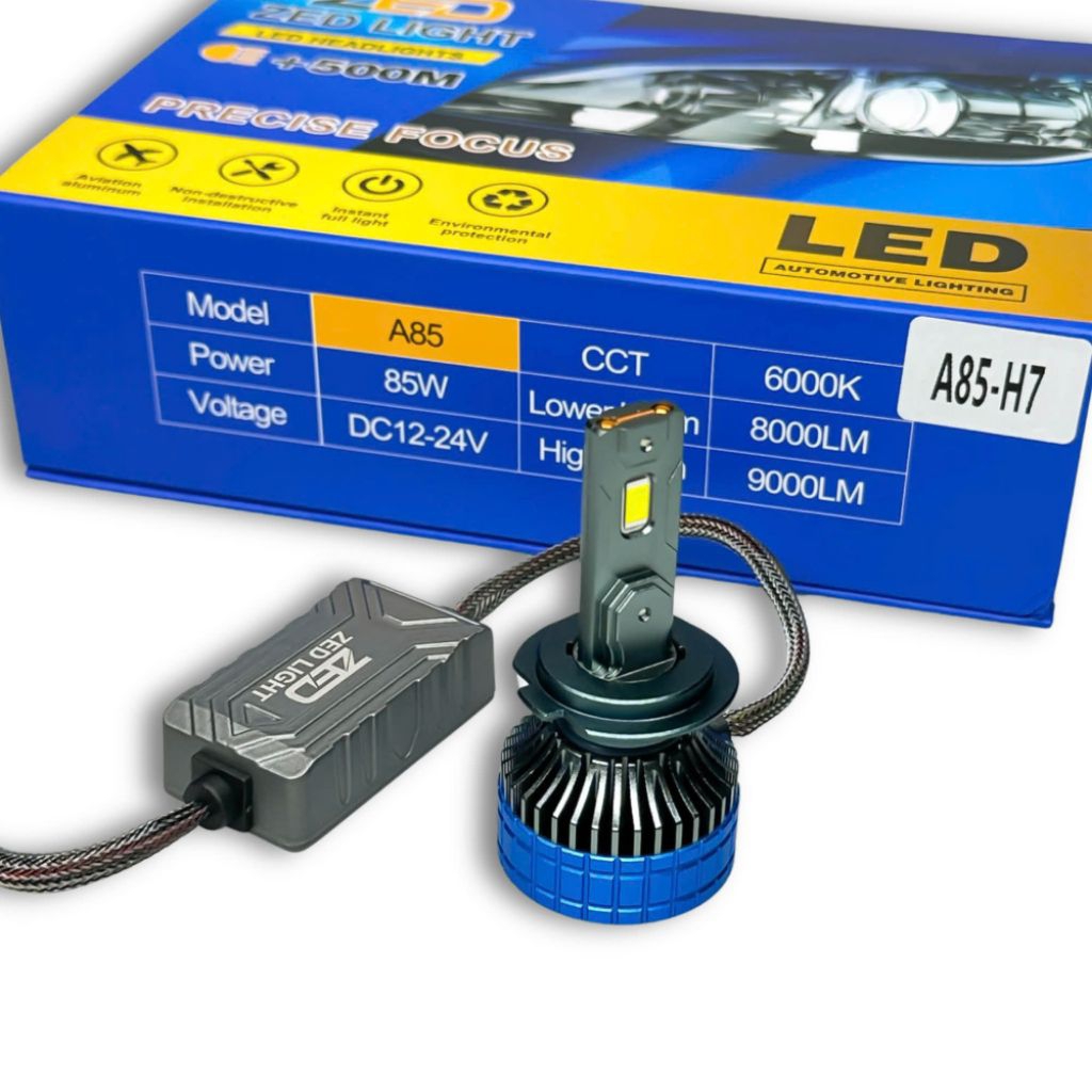 Đôi Bóng Led Pha A85 ZLIGHT - Công Suất 85W - Lắp Ô Tô Xe Máy Điện 12V 24V - Chính Hãng Bảo Hành 12 
