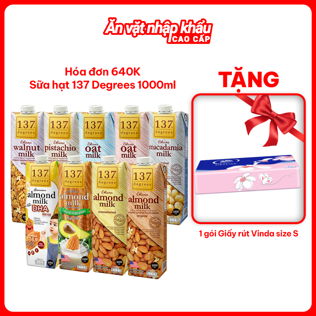 [HỘP 1 LÍT] Sữa Hạt 137 Degrees Nguyên Chất, Healthy – Nhập Khẩu Thái Lan – Không Đường / Mật Hoa Dừa