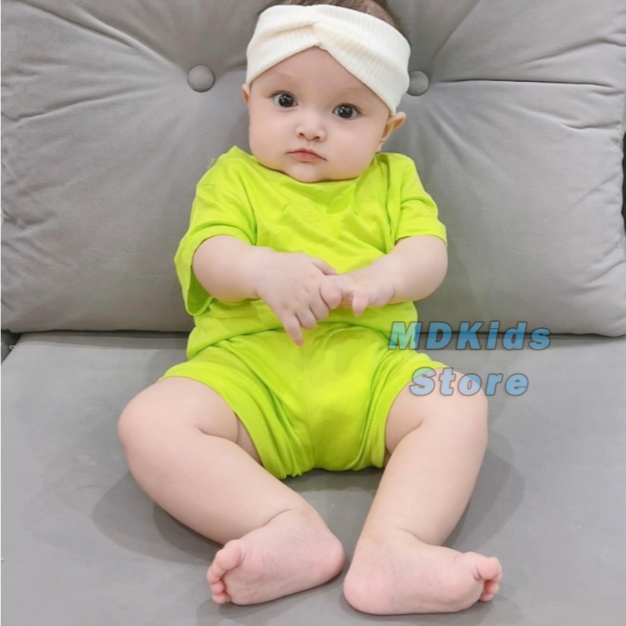 Bộ quần áo cộc tay thun lạnh MDKIDS cho bé trai và bé gái 5-15kg.