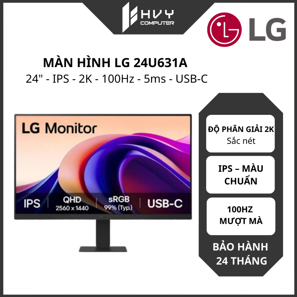 Màn Hình LG 24U631A  24" - IPS - 2K - 100Hz - 5ms, Chân đế Ergonomic - Hàng chính hãng