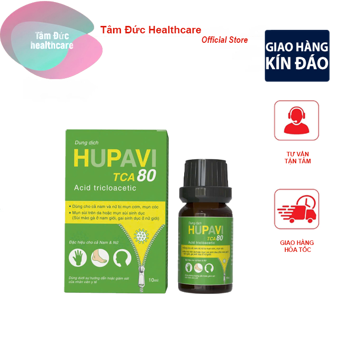 Dung Dịch Chấm Sùi Mào Gà HUPAVIR TCA 80 -  HUPAVIR TCA 50 Hỗ Trợ Giảm Mụn Cơm, Mụn Cóc Cho Nam Nữ- 
