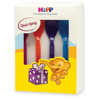 [Gift] Bộ 4 thìa ăn dặm bằng nhựa HiPP - Nhập khẩu Đức (màu ngẫu nhiên)